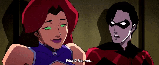 a cartoon of a man and a woman talking to each other .