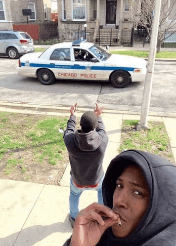 a chicago police car is parked on the side of the road