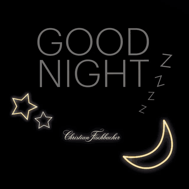 a neon sign that says " good night " with stars and a crescent moon