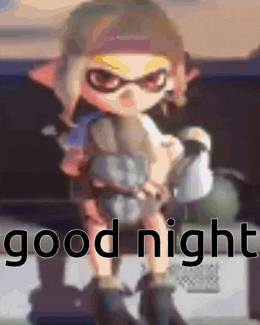 a picture of a cartoon character with the words good night written below it