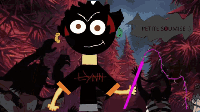 a cartoon character with a sign that says " petite soumise " on it