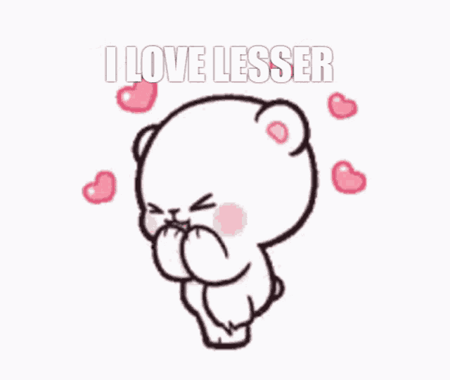 a cartoon bear is blowing a kiss with the words i love lesser written above it