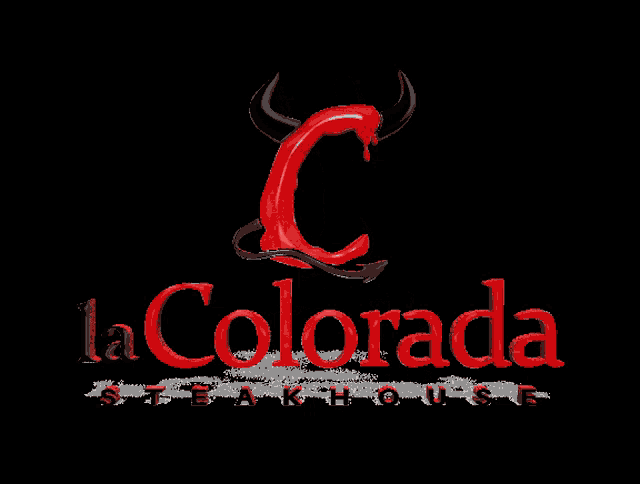 a logo for la colorada steakhouse with a red bull
