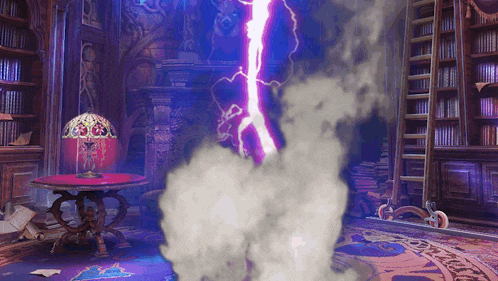 a lightning strike in a room with a lamp that says ' coca cola ' on it