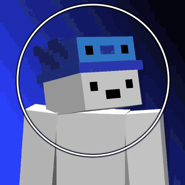 a white block with a blue block on top of it