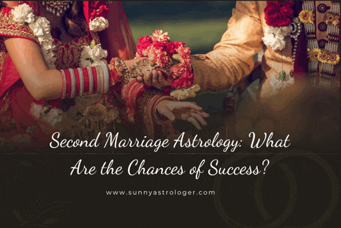a poster for second marriage astrology with a bride and groom