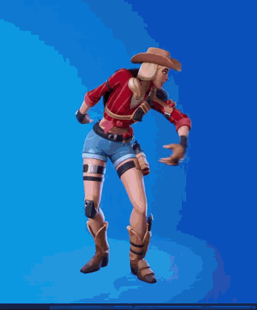a woman in a cowboy hat is dancing in a video game .
