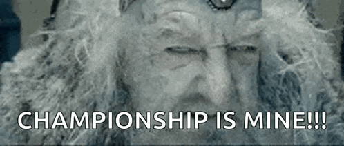 a man with a beard and a crown says championship is mine !