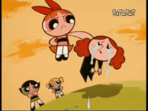cartoon network shows a girl crying while another girl stands behind her