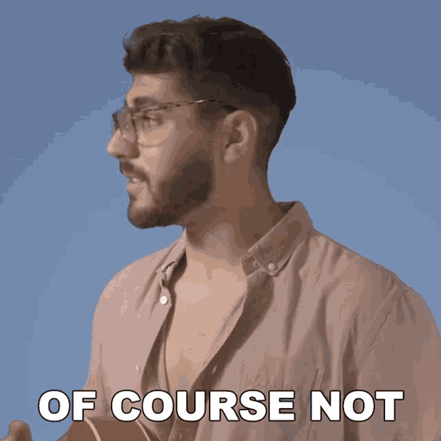 a man holding a guitar with the words of course not written below him