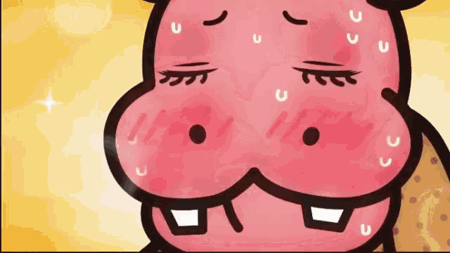 a cartoon of a hippopotamus with sweat coming out of its face