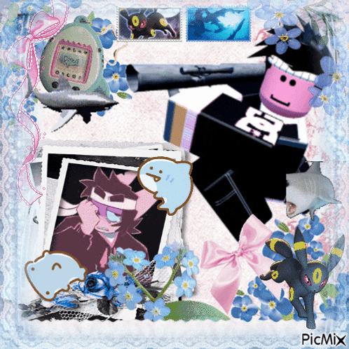 a collage of pictures and flowers with the words picmix on the bottom right