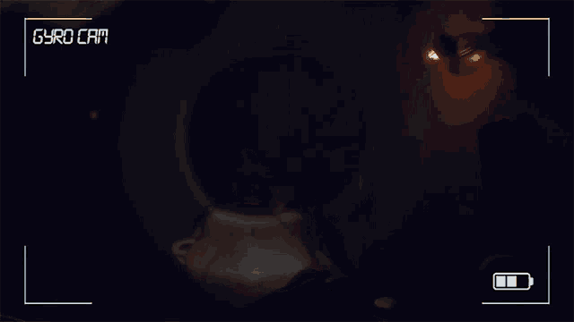 a gyro cam shows a person laying in the dark