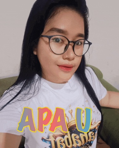 a girl wearing glasses and a white shirt that says apau