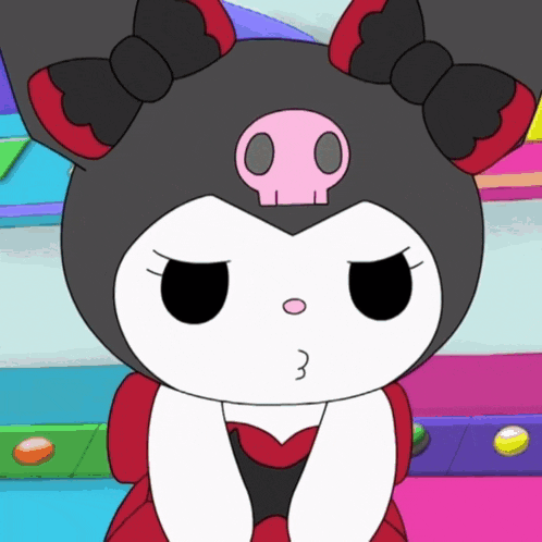 a cartoon character with a skull on her head and a bow on her ears