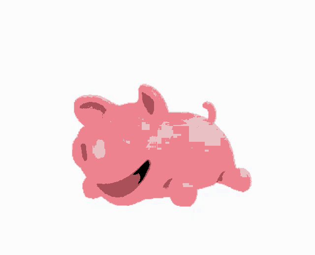 a pink pig sleeping with a bubble on its head