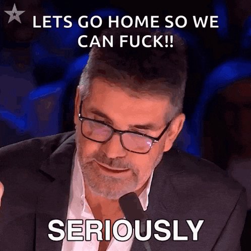 a man with glasses and a beard says let 's go home so we can fuck