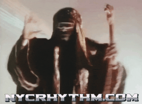 a painting of a man holding a cane with nycrhythm.com written below him