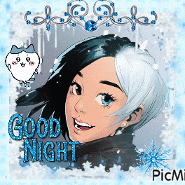 a picture of a girl with the words good night on the bottom