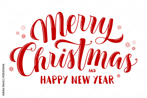 a merry christmas and happy new year sign with snowflakes