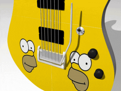 a guitar with a homer simpson face on it