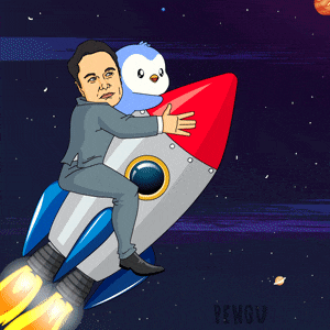 a man is riding a rocket with a penguin on the back