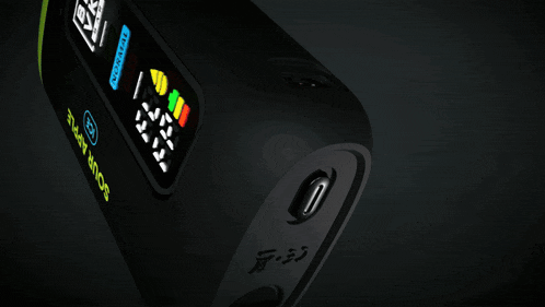 a child resistant power / mode button on a black device