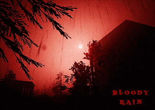a picture of a bloody rain with trees in the foreground
