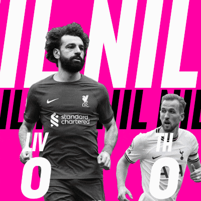 two soccer players on a pink background with the numbers 0 and 0 above them