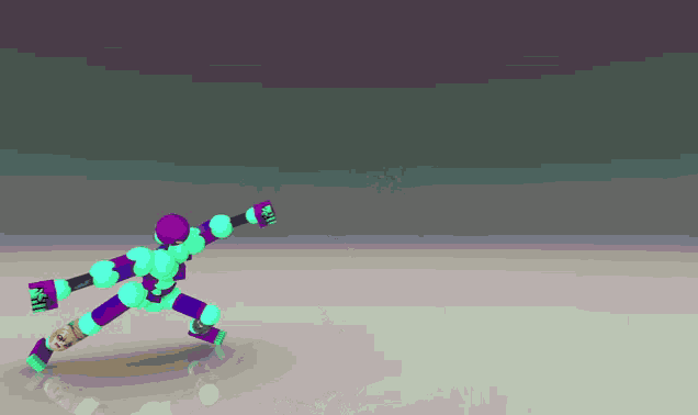 a 3d model of a purple and green robot