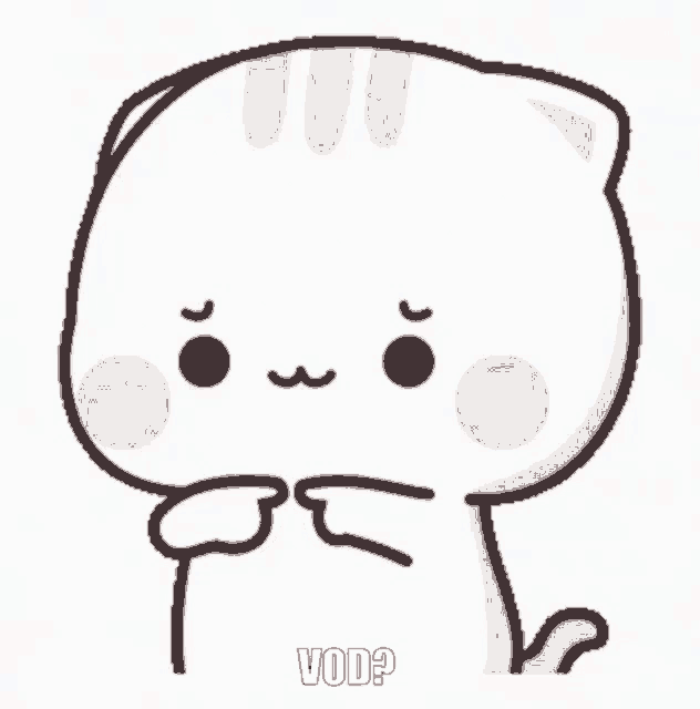 a cartoon of a cat with the words vod on the bottom
