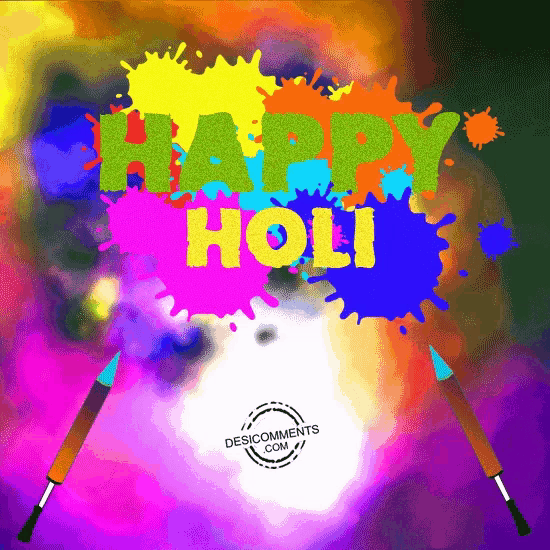 a colorful background with the words happy holi in the center