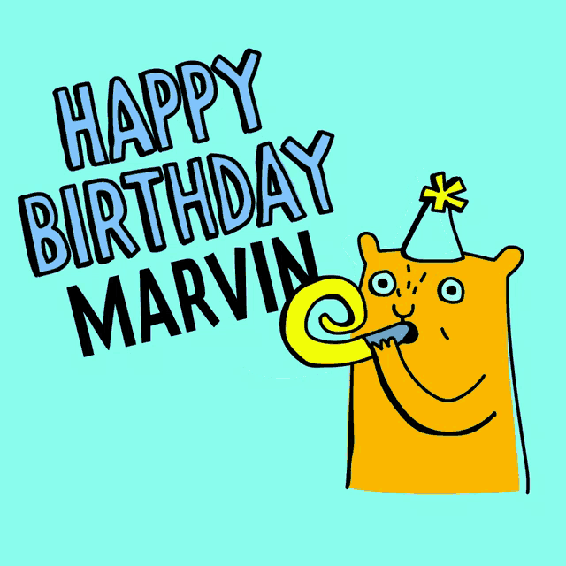 a happy birthday marvin card with a cartoon character