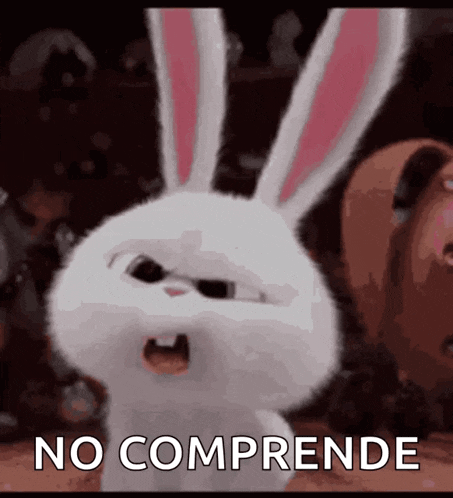 a white rabbit with pink ears and the words no comprehende behind it