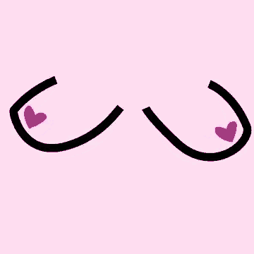 two breasts with pink hearts on them on a pink background