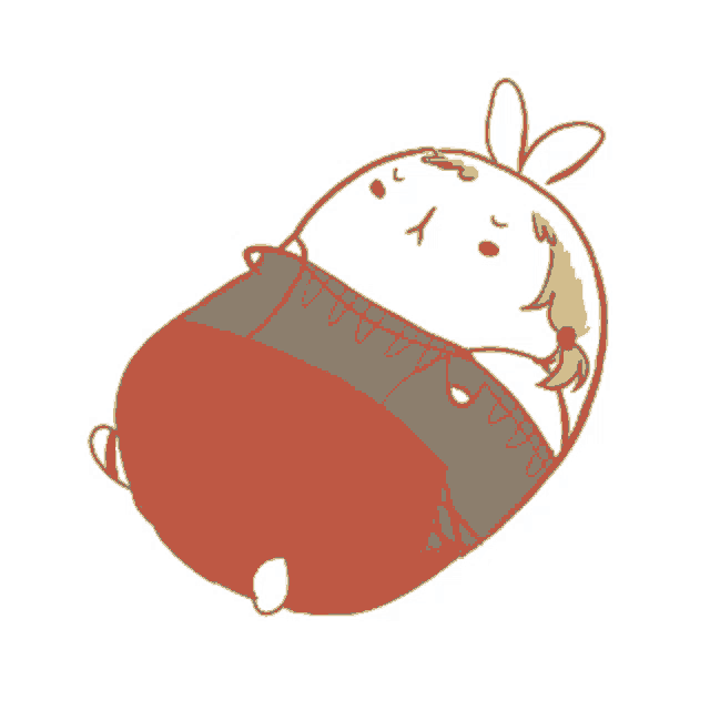 a drawing of a rabbit with a bow on its head laying down