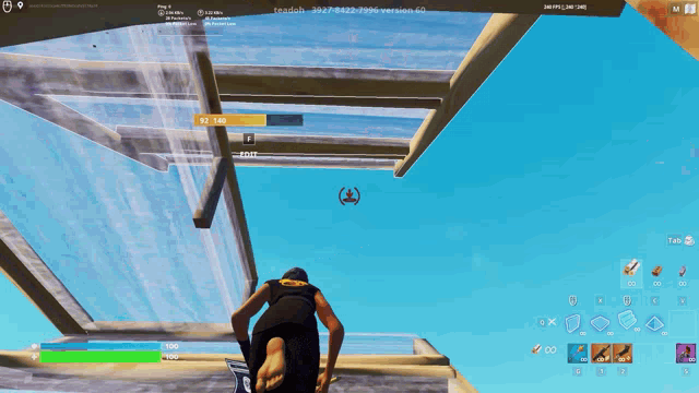 a screenshot of a video game shows a person standing on a platform