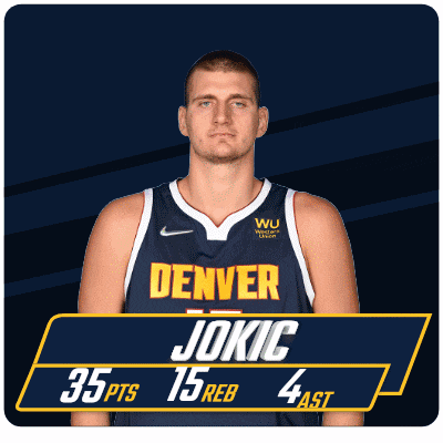 a denver jokic basketball player has 35 points and 15 reb