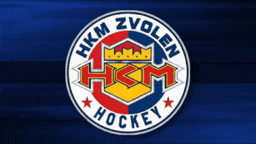 a logo for hkm zvolen hockey with a crown in the center