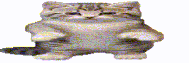 a pixelated image of a cat with its paws up