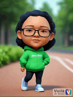 a cartoon girl wearing glasses and a green hoodie that says ' joannette ' on it