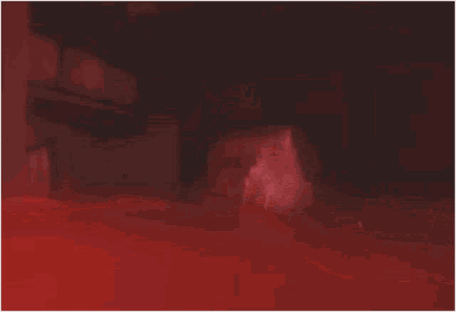 two women are crawling in a dark room with red lighting