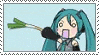 a cartoon girl with long hair is holding a microphone and a green stick .