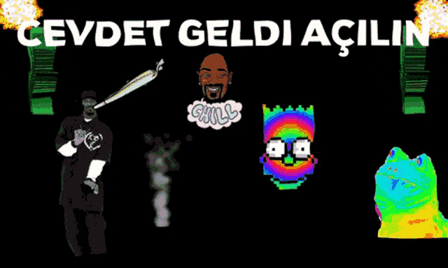 a cartoon of snoop dogg and bart simpson with the words cevdet geldivacilin