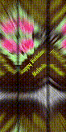 a blurry picture of a flower with the words happy birthday melina written on it