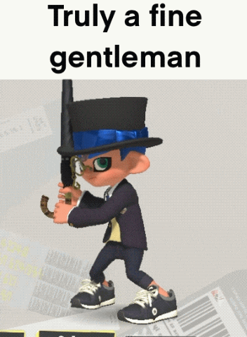 a cartoon character in a top hat holding an umbrella with the words truly a fine gentleman above him