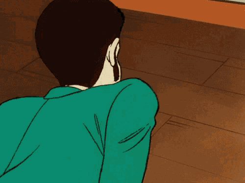 a cartoon girl with red hair and a green jacket