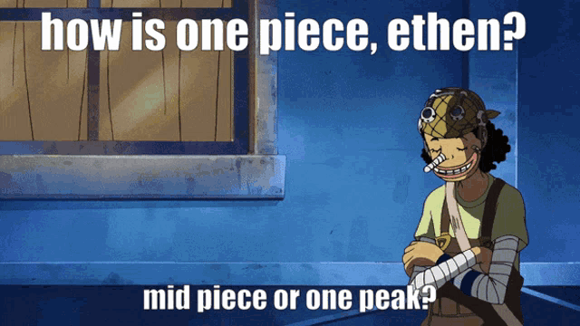 a picture of a man with a bandaged arm and the words how is one piece ethen