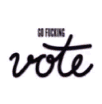 the word vote is written in red , white and blue