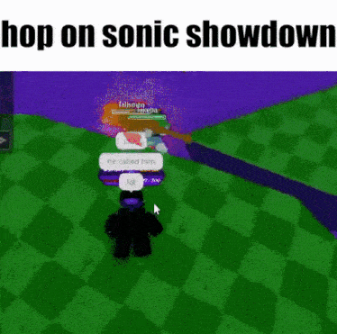 a video game with the words hop on sonic showdown at the top